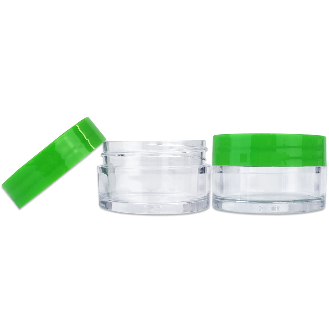 Beauticom 24 Pieces High Quality 20G/20ML Clear Round Acrylic Cosmetic Product Sample Travel Jars with Flat Top Lids (Green)