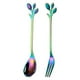thumbnail image 1 of Juego de 2 mini cucharas y tenedores de acero inoxidable con forma de hojas de Vogue para café, azúcar, postre, pastel, helado, sopa (4,9 pulgadas), arcoíris-- Sincero Electrónica, 1 of 5