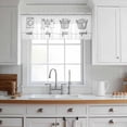 thumbnail image 3 of Black White Valance Curtains for Kitchen/Living Room/Bathroom/Bedroom Window, Rod Pocket Small Topper Half Short Window Curtains Voile Sheer Scarf, Cartoon Farmhouse Retro 60"x18", 3 of 8