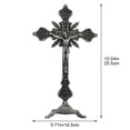 thumbnail image 2 of Standing Cross Decor Crucifix with Base 10" Tabletop Metal Jesus Christ Catholic Religious Crucifix Wall Table Home Chapel Decor, 2 of 7