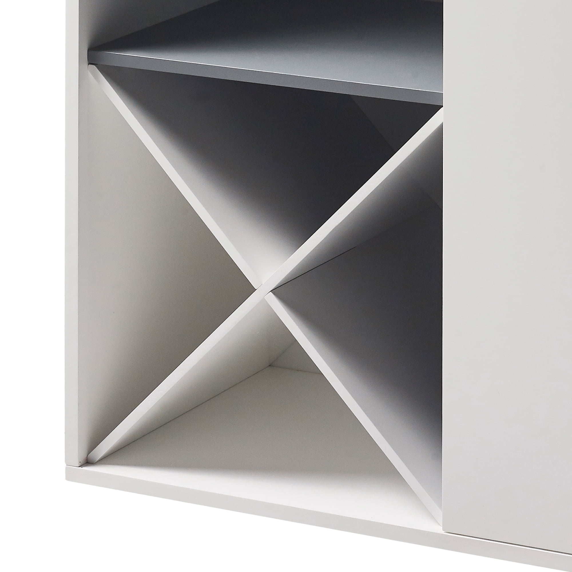 Teamson Home Wooden Bar Cabinet Wine & Glass Unit White/Grey Barra VNF-00038