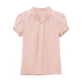 thumbnail image 5 of Summer Tops For Women Short Sleeve Casual White Sleeve Chiffon Slim Fit Crew Neck Casual Fashion Womens T Shirts, 5 of 6