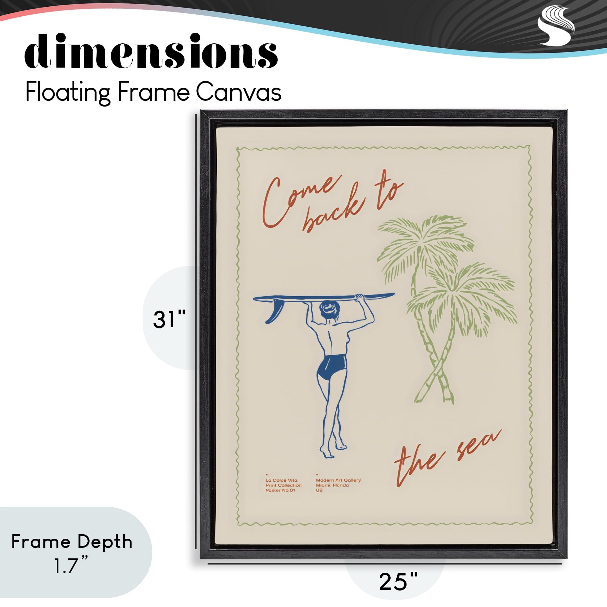 Stupell Industries Come Back To The Sea Black Framed Floater Canvas Wall Art, design by The Prints Vibe