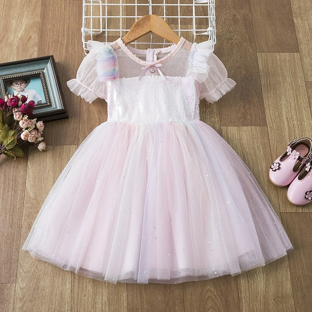 Baby Girl Clothes Summer Dress Princess Dress Sky Colorful Rainbow Princess  Dress 