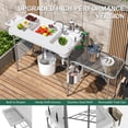 thumbnail image 4 of 42.5" Fish Cleaning Table with Dual Sink, Portable Folding Camping Table with Foldable Extension Stand, Faucet, Sprayer, Grid Rack, Hose Hook Up & Knife Groove, Outdoor Sink Station for Picnic, 4 of 16