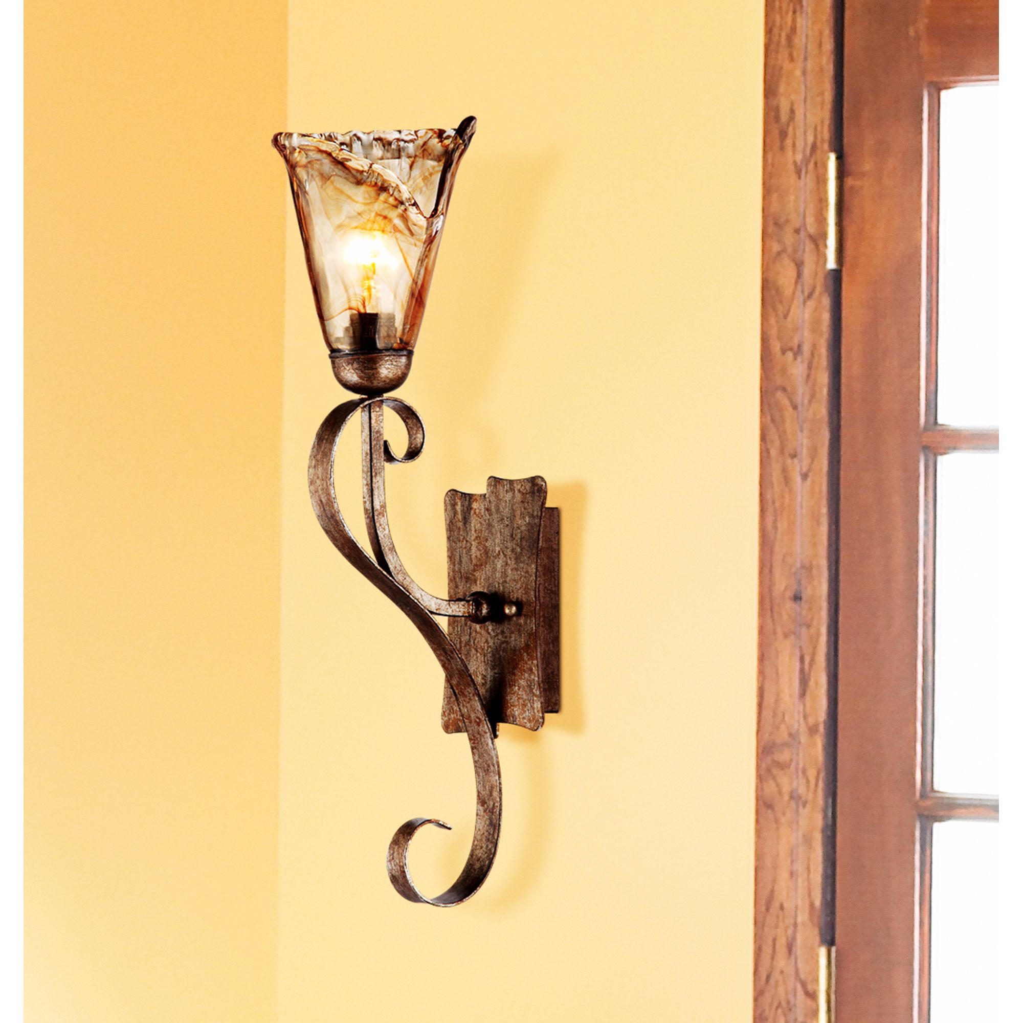 Franklin Iron Works Amber Scroll Rustic Wall Light Sconce Bronze 5