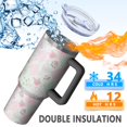 thumbnail image 5 of 40oz Pioneer Flower Floral Print Pattern Insulated Tumbler with Handle, BPA-Free Leak Proof Lid and Straws, Double Wall Vacuum, Hot 12h/Cold 34h, 5 of 6