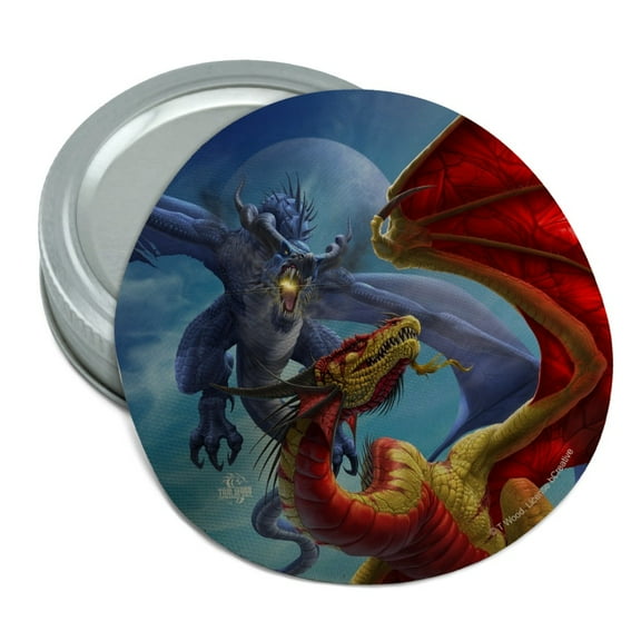 Dragon Fight Slash and Burn Fantasy Round Rubber Non-Slip Jar Gripper Lid Opener