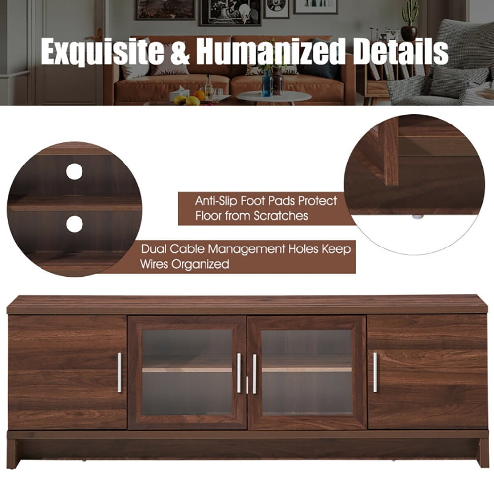 Finihen TV Stand, TV Cabinet, Media Entertainment TV Stand for TVs up to 70 Inches with Adjustable Shelf, Media Entertainment Center with Storage, for Living Room, Bedroom, Walnut