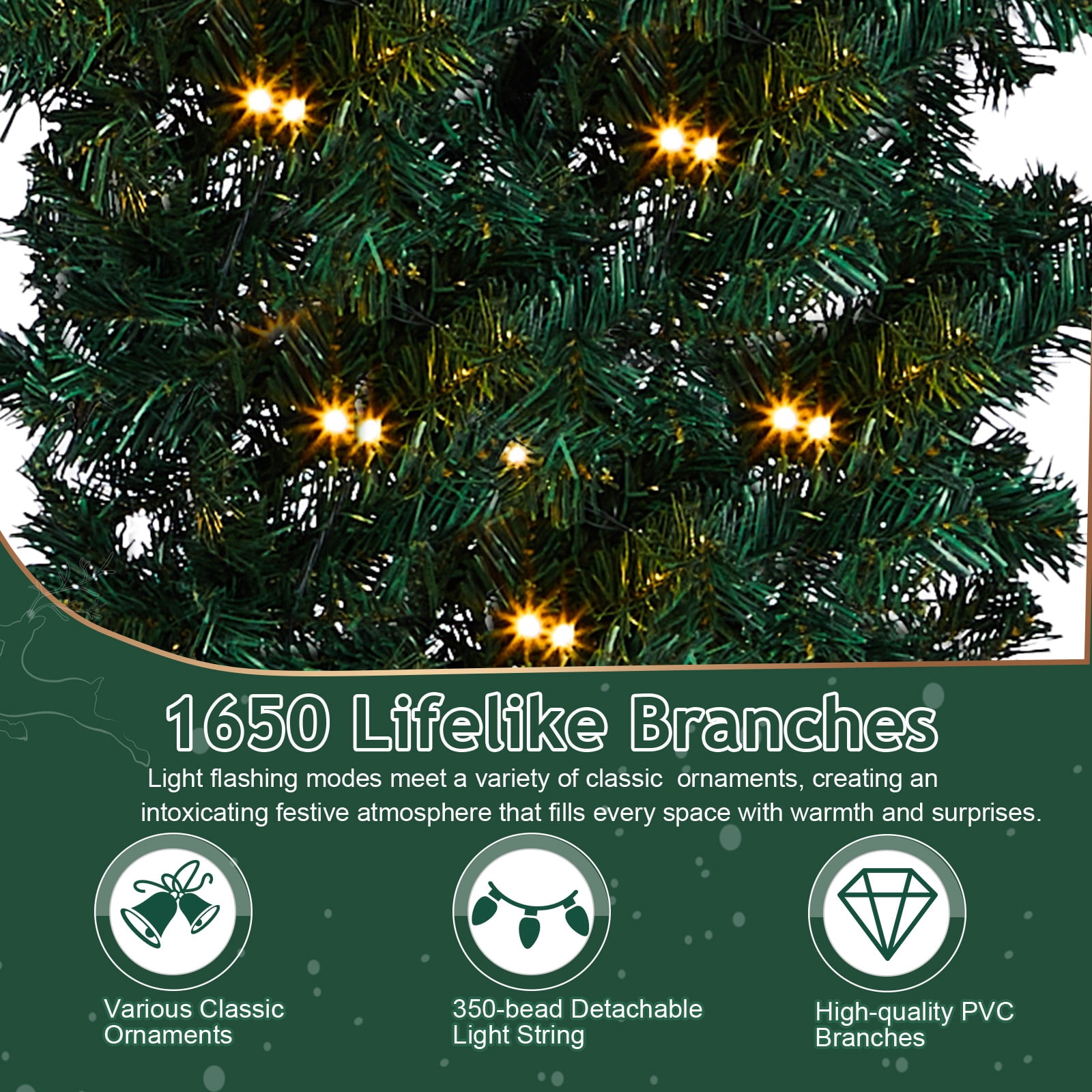 8.7ft Christmas Artificial Tree Archway with 1650 Branch Tips and Lights