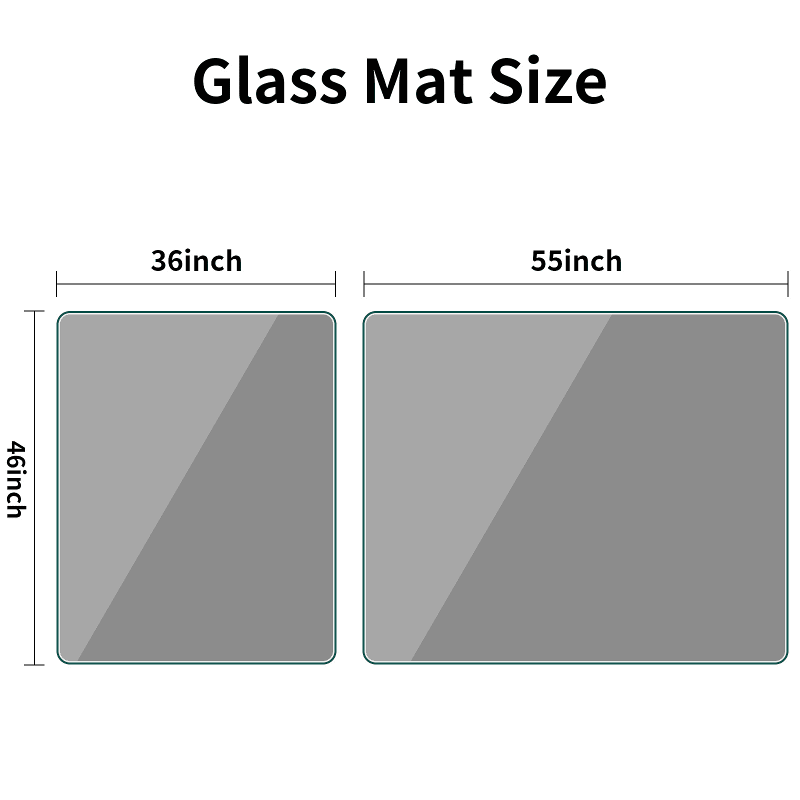 GRAHMCY 46"x55" Office Chair Glass Mat Tempered Glass Mat for Carpeted or Hardwood Floors,Gray