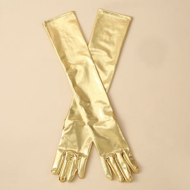 Guantes largos elásticos sexys para mujer, de charol, a la moda, para noche, ópera, fiesta, disfraces, guantes