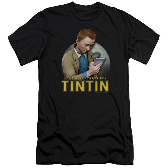 Tintin Looking For Answers Adult 30/1 T-Shirt Black