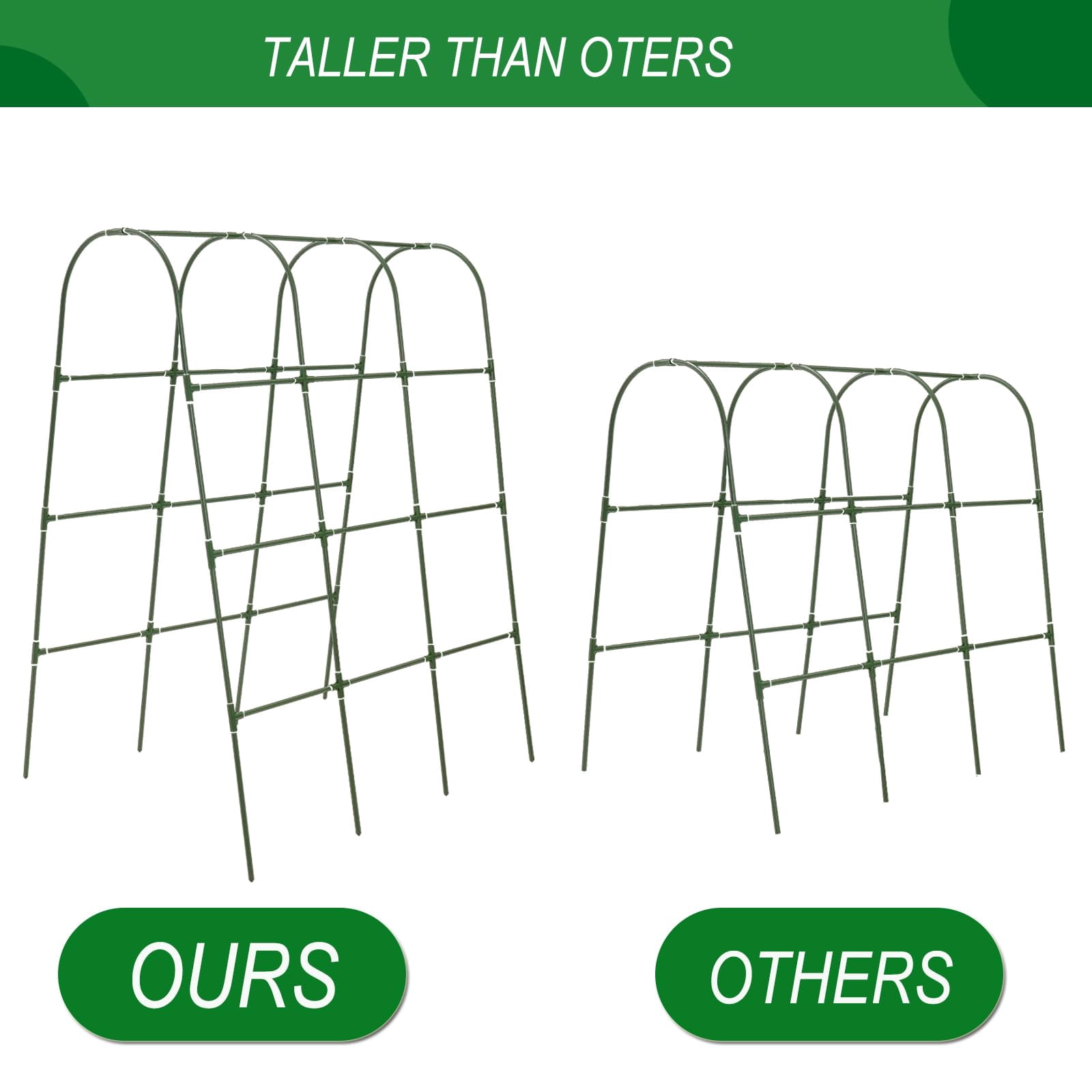 65"*50" Cucumber Trellis For Raised Bed Tall Metal Arch Garden Climbing Plants Outdoor Vegetables Plant Support Peas Fruit Flower Grape Tomato  Bean