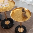 thumbnail image 5 of ​​Set of 2 Adjustable Height Side Tables -  Round Marble MDF Tops w/ Gold-Tone Metal Base, Multi-Level Cocktail & Display Stand for Living Room, Bedroom​​, 5 of 9