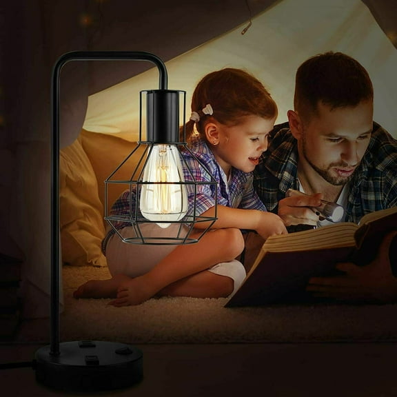 Modern USB Table Lamp, Bedside Lamps with 2 USB Charging Ports