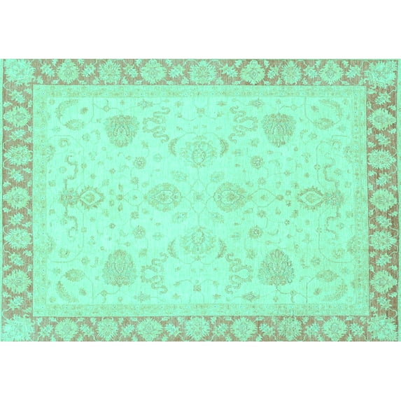 Ahgly Company Indoor Rectangle Abstract Turquoise Blue Modern Area Rugs, 4' x 6'