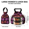 thumbnail image 5 of Pioneer Flower Floral Print Pattern Drawstring Lunch Bag Women - Drawstring Lunch Bag Insulated for Work Office - Stain-Resistant Large Lunchbags for Women with Multi-Pockets, 5 of 6