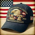thumbnail image 4 of U.S. 250th Birthday Printed Patriotic Baseball Cap, Adjustable Bald Eagle Hat, America 250 Years Celebration Commemorative Cap, 4 of 8