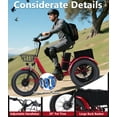 thumbnail image 3 of Broobey Electric Tricycles 7 Speed 3 Wheel Electric Bicycle with 48V15Ah 20*4.0" Fat Tire Large Basket for Adults 500W Power Motor Red, 3 of 8