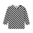 thumbnail image 3 of Piuwrlz Children Girls 3/4 Sleeve T-Shirts Summer Round Neck Casual Sweatshirts Printed Round Neck Stripe Shirt Tops Black Size 7 Years, 3 of 4