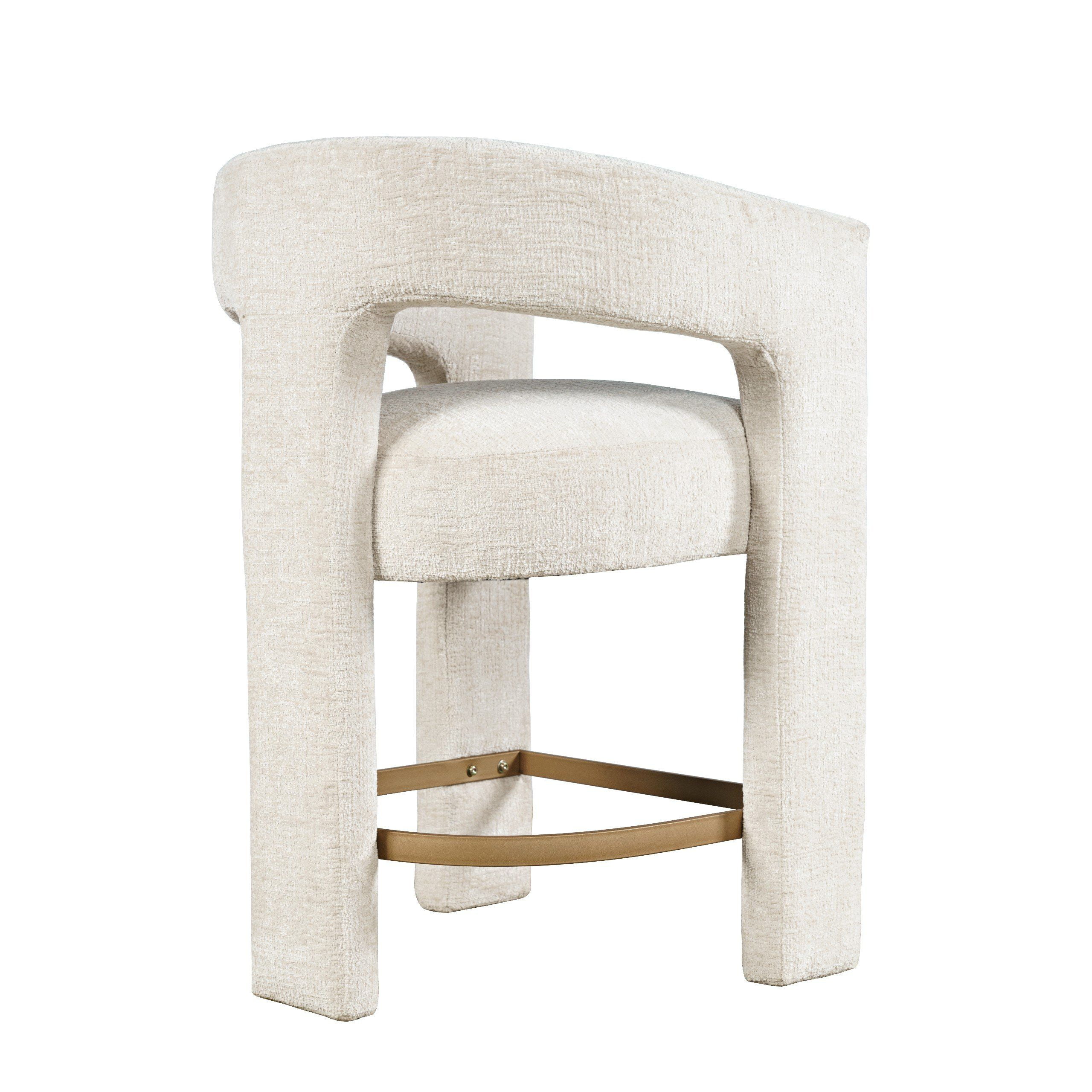 Gwen Modern Luxury Jacquard Fabric Upholstered Boucle Sculpture Counter Stool