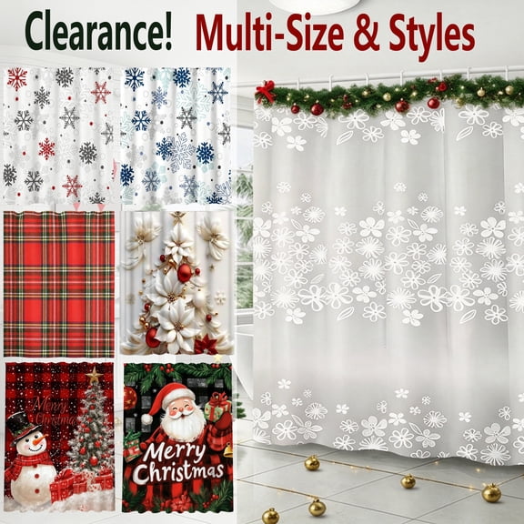 Fwttom Christmas Shower Curtains for Bathroom 70.8"x47.2" Waterproof Winter Holiday Merry Christmas Decorations Indoor Bath Curtain