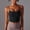 #1Black, variant on Womens Tops Spaghetti Strap Crop Cami Top Built in Bra Padded Yoga Workout Tank Top