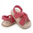 thumbnail image 4 of IROINNID Infant Girls First Walking Summer Sandals Soft Sole Non-slip Press Buckle Solid Sandals, Size 0-15M, 4 of 9