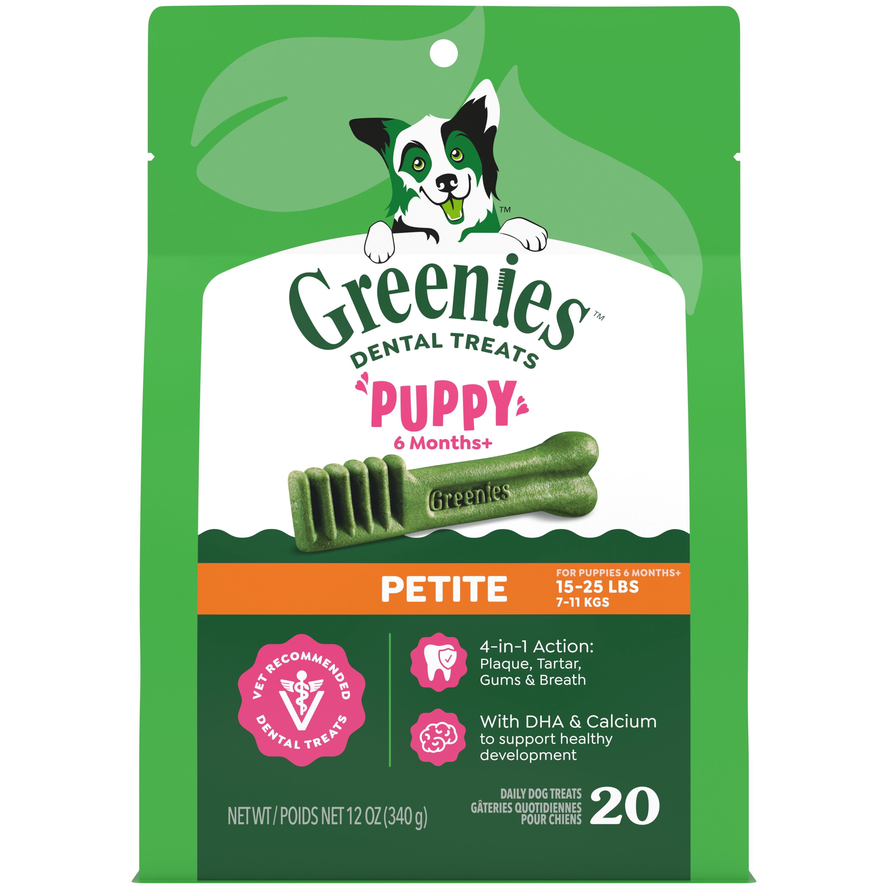 Greenies Natural Dental Puppy Treats Petite Size, Chicken Flavor, 12 oz Pack (20 Count)