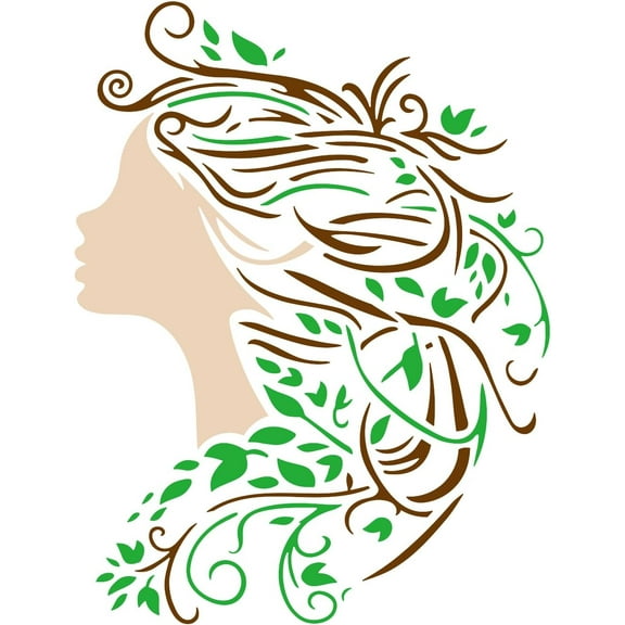 1 pc Woman Face and Tree Stencil for Painting 8.3x11.7inch Hollowed Woman Face Drawing Template Branch Leaf Hair Painting Stencil Woman Silhouette Stencil Character Theme Template for DIY