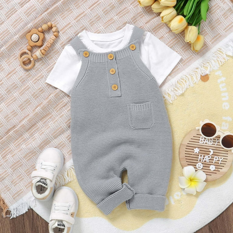 KAOOCXU Stylish Bodysuit For Infant Boy Short Sleeved Solid Color