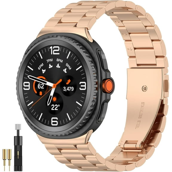 REQO Stainless Steel for Samsung Galaxy Watch 8 Bands 40MM 44MM & Galaxy Watch 8 Classic 46MM Strap,Luxury Metal Galaxy Watch 8 40mm Wristband Bracelet for Samsung Watch 8 44MM Band Men Women