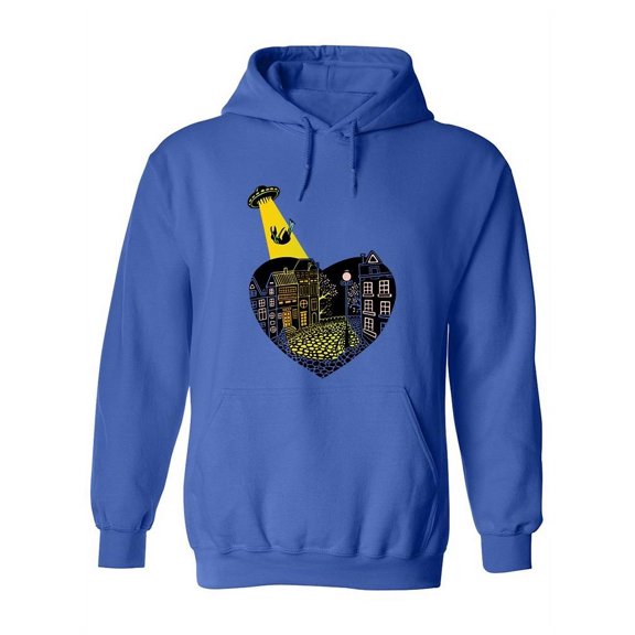 Aliens Ufo Taking A Girl Hoodie Women -Image by Shutterstock, Female XX-Large