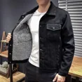 thumbnail image 5 of Chaqueta vaquera para hombre, abrigo vaquero holgado negro para hombre, botones, estética Y2k, diseñador, vaquera de bajo coste, moda de lujo, original de Corea, 5 of 5
