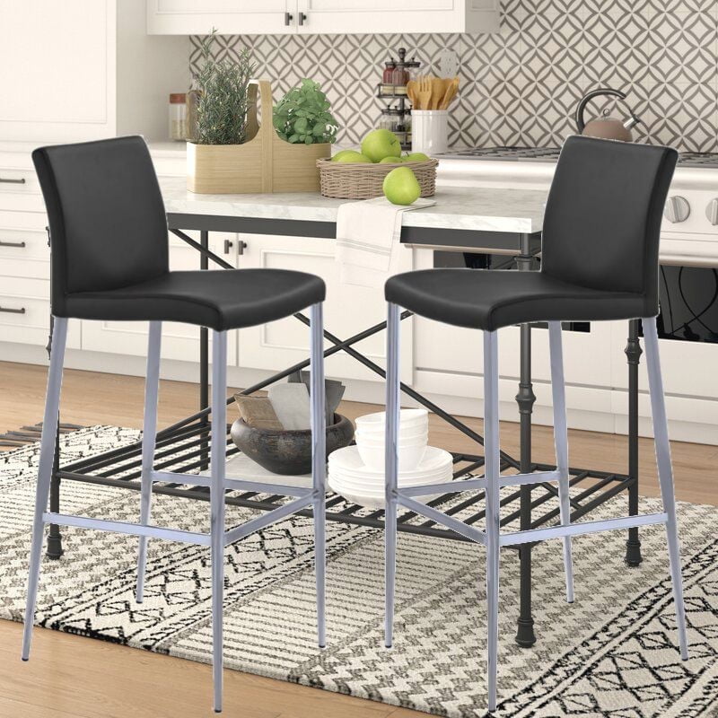 Tomuri Stool in White, PU Counter Stool, Counter Stool with Metal Legs, PU Counter Stool in White, Footrest Stool, White Counter Stool with Backrest, Kitchen Stool, Stylish Counter Stool in White, Isl