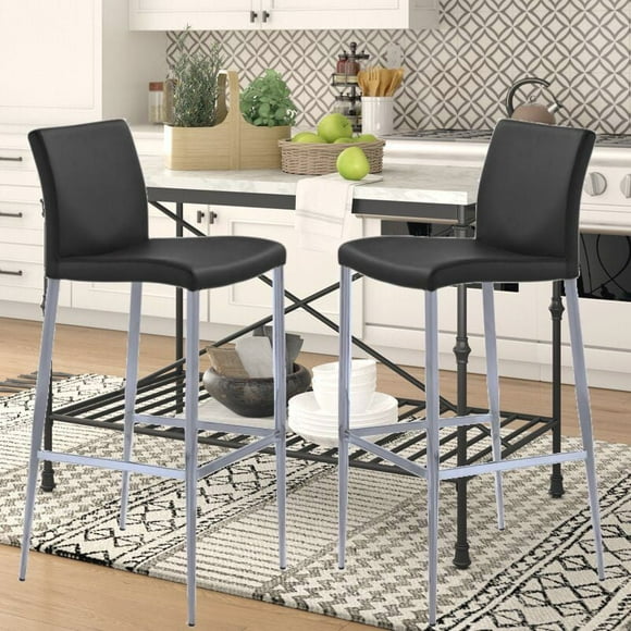 Tomuri Stool in White, PU Counter Stool, Counter Stool with Metal Legs, PU Counter Stool in White, Footrest Stool, White Counter Stool with Backrest, Kitchen Stool, Stylish Counter Stool in White, Isl