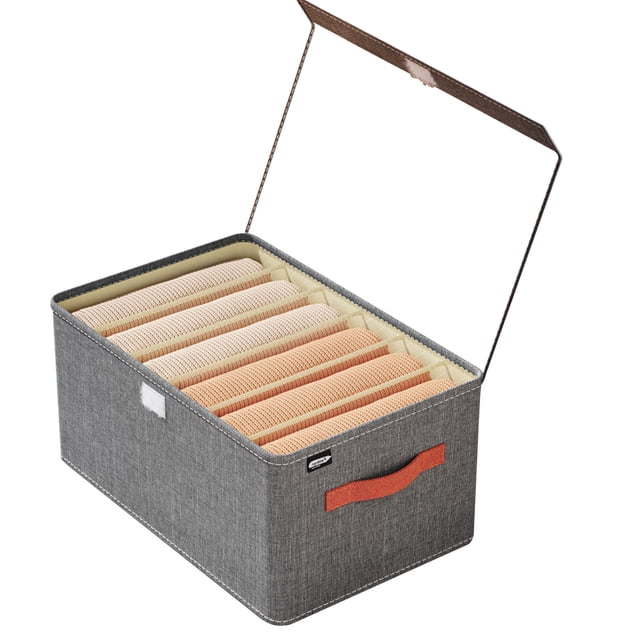 Closet Drawers Organizers and Storage Wardrobe Clothes Organizer, 6/7 Compartment Clothes Organizer with Support, Foldable Washable Laundry Drawer Organizer with Handle