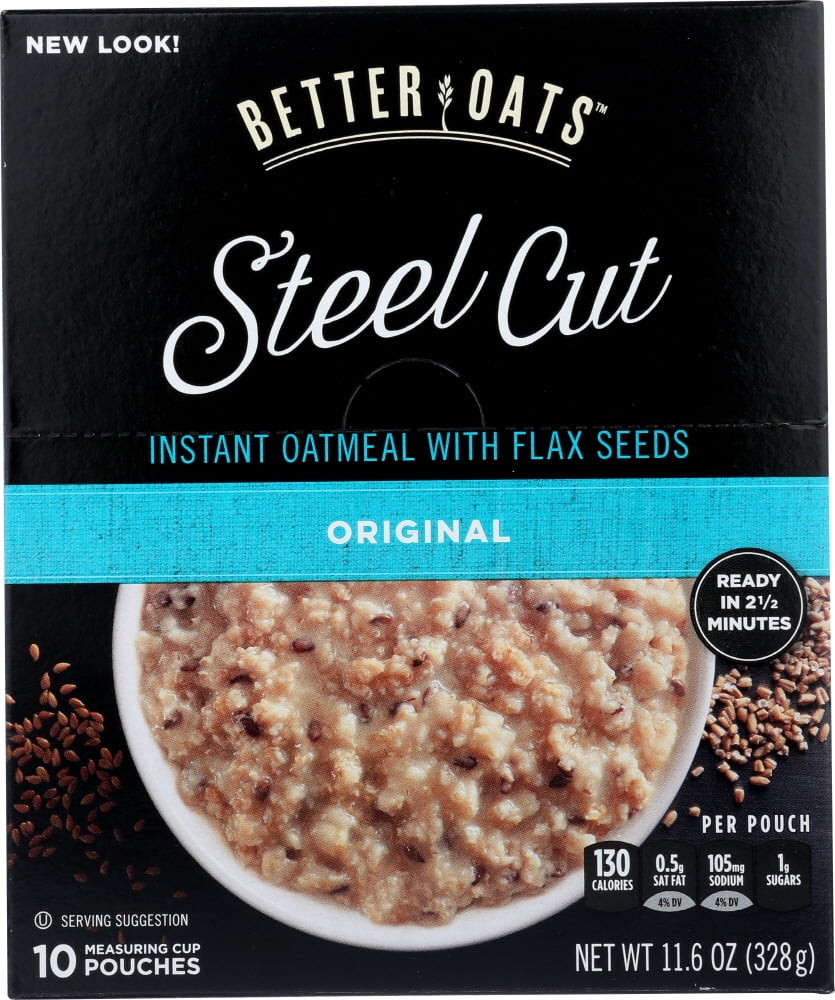 Better Oats Steel Cut Original Instant Oatmeal Packets, Made With Flax