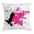 thumbnail image 1 of Fashion House Decor Throw Pillow Cushion Cover, Lady Face with Makeup Simplicity for Elegance Inspirational Vogue Theme, Decorative Square Accent Pillow Case, 24 X 24 Inches, Black Pink, by Ambesonne, 1 of 2