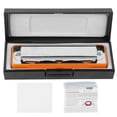 thumbnail image 1 of Blues Harmonica 10‑Hole Mouthorgan F Key Stainless Steel Cover Beginner Wind Instrument(Orange ), 1 of 4