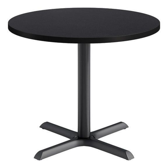 KFI Studios 36in Round Dining Table - Charcoal Top - Black Base