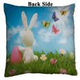thumbnail image 2 of PKQWTM Easter Bunny Coloured Eggs Meadow Blue Sky Butterflies Reversible Mermaid Cushion Cover Home Decor Sequin Pillow Case Size 20x20 inches, 2 of 2