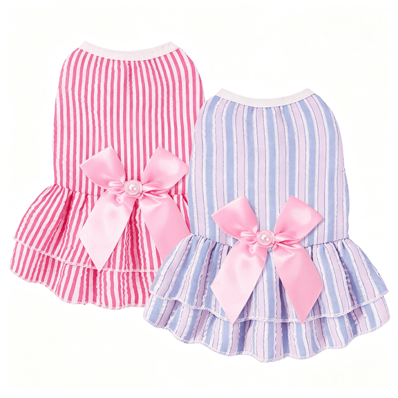 GASTROPOD Dog Dresses for Small Dogs Girl, Cute Xxs Girl Dog Clothes, Rose Pink & Purple Puppy Clothes, Tiny Doggie Princess Outfits for Chihuahua Yorkie Teacup Female, 2 Pack