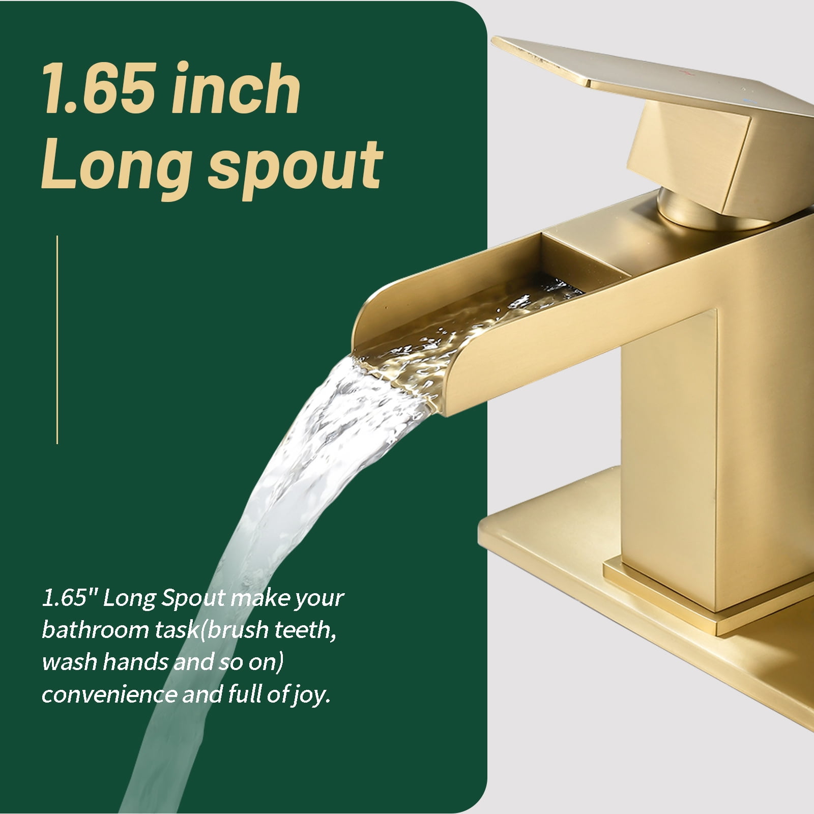 Cobbe Single-Handle Bathroom Sink Faucet for Vanity Single-Hole with Pop-Up Drain Bathroom Faucet Brushed Gold