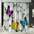thumbnail image 4 of 4 Pcs Bathroom Shower Curtain Set Shower Curtain with 12 Hooks Bathroom Sets with Rugs Machine Washable, 4 of 8