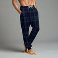thumbnail image 4 of Cyglowse Men's Cute Pajamas Pants Plaid Printed Pants Drawstring Elastic Waist Pant Cuffed Home Sleep With Pockets Dark Blue L, 4 of 7