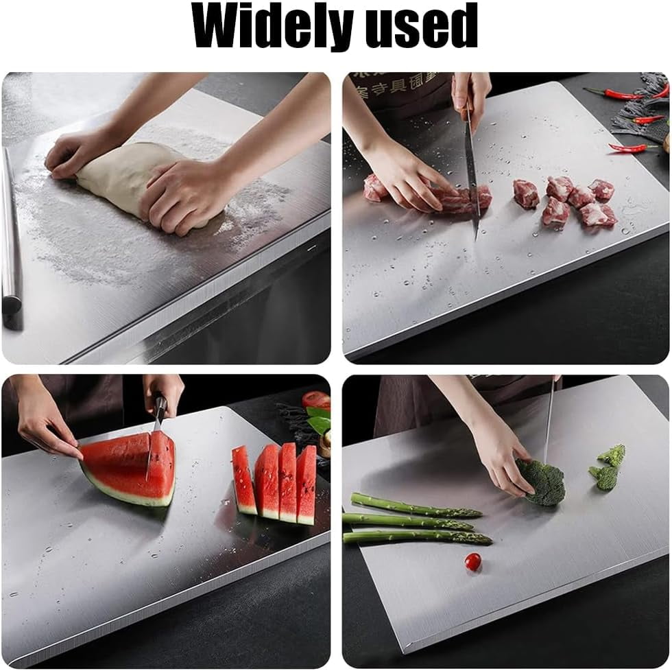 Stainless Steel Cutting Board for Kitchen Counter 304 Stainless Steel Cutting Plate Lipped Stainless Steel Cutting Board for Cutting Vegetables, Fruits, Meat,Bread