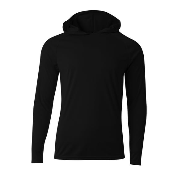 A4 Long Sleeve Hooded Tee For Men in Black | N3409