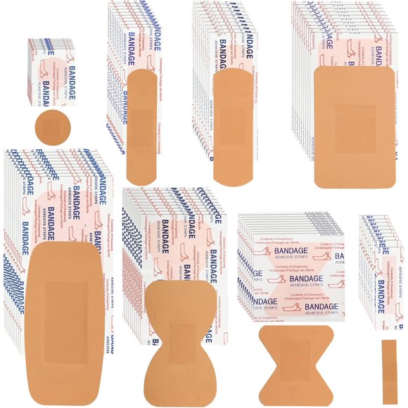 720 Pcs Assorted Bandages Variety Pack Bulk First Aid Kit Refill Supplies Flexible Fabric Adhesive Breathable Fingertip Knuckle Spot Bandages Waterproof for Arms Knees Wound Care Scrapes